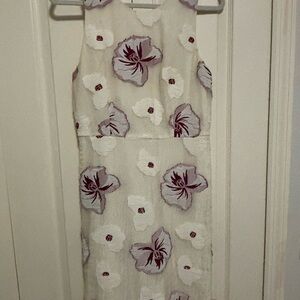 Ann Taylor Cream and Purple Floral Mini Dress